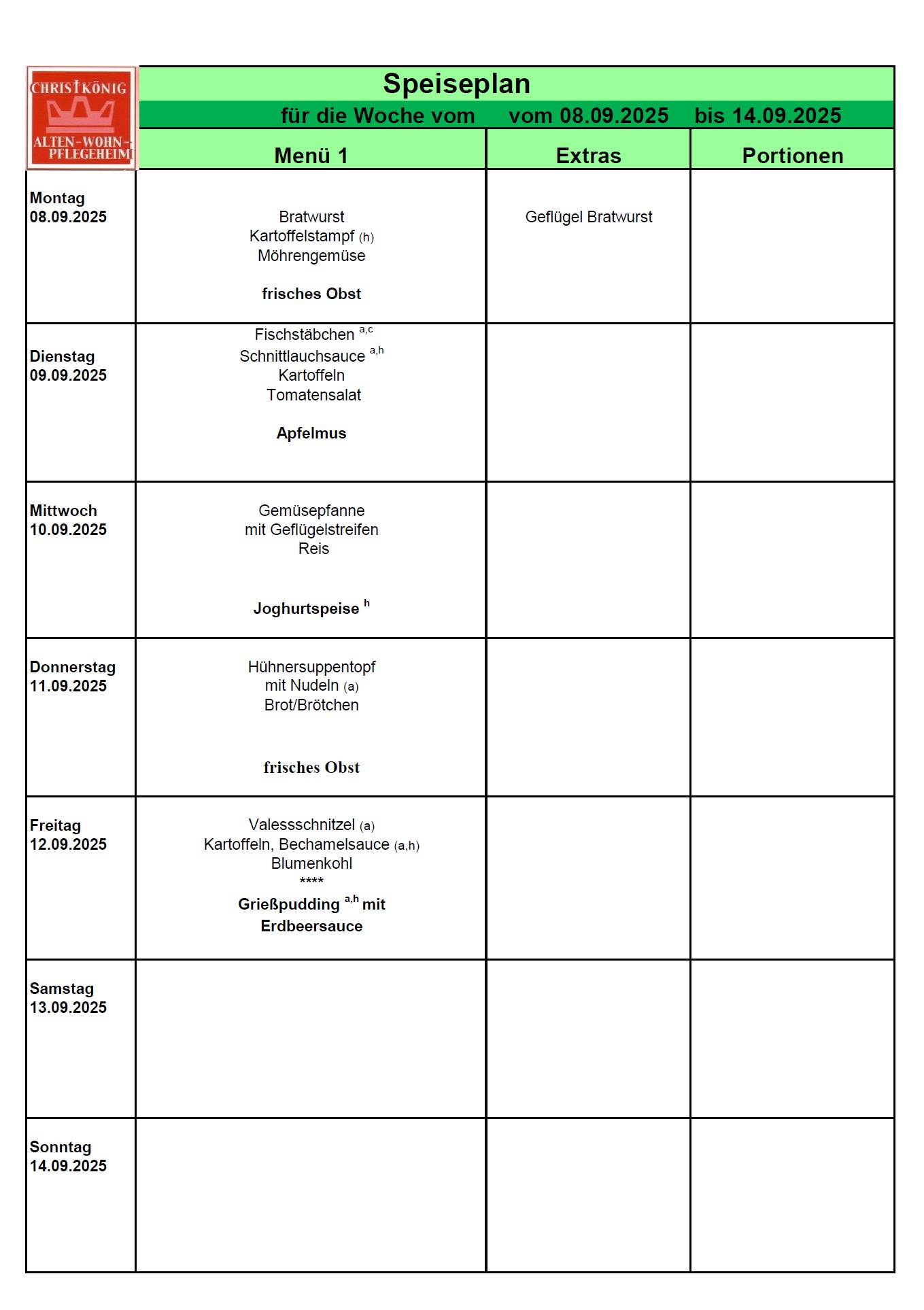 Speiseplan